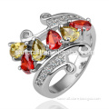 2014 Hot Wholesale Europe Fashion Wedding Ring, Fascinating 18k Platinum Ring Price, Latest Design Colorful Diamond Ring